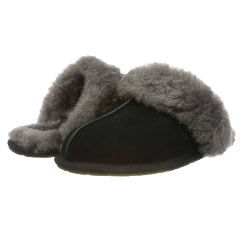 Ugg size 10 black sheepskin slippers back /grey new in the box